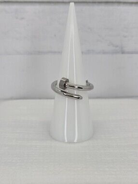 Stainless Steel Nail Wrap Silver-Tone Ring
